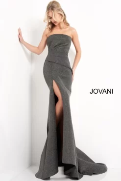 Jovani 05490 Slit Skirt Strapless Dress