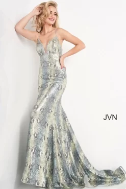 Jovani JVN05800 Strappy Back Animal Print Dress