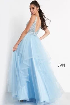 Jovani JVN06743 Flounce Skirt V-Neck Dress -Fashion Gown jovani jvn06743 flounce skirt v neck dress 03.831