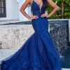 Jovani JVN07398 Plunging Neck Trumpet-Style Dress