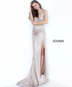 Jovani JVN67798 Ruched Bodice Metallic Dress