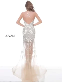 Jovani 03911 Sheer Skirt Beaded Dress -Fashion Gown jovpm s20 03911 bi 05 1