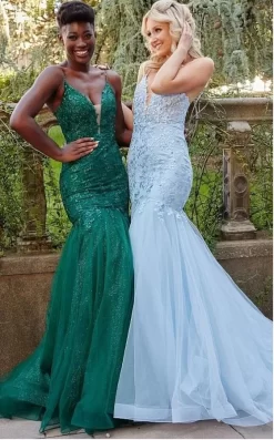 Jovani JVN07398 Plunging Neck Trumpet-Style Dress -Fashion Gown jovpm s22 jvn07398 bi 05