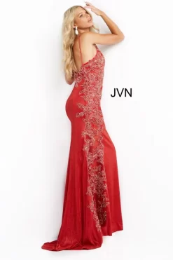 Jovani JVN2205 Embroidered Glitter Dress -Fashion Gown jvn2205 red back