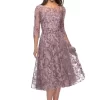 La Femme 27971 Illusion Sleeves Embroidered Dress