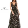 Mac Duggal 70132 Floral Embroidered V-Neck Dress