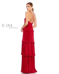 Ieena For Mac Duggal 49083i Tiered Skirt Ribbed Dress -Fashion Gown mac duggal 49083i dress 02.876