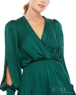 Ieena For Mac Duggal 49146i Bishop Sleeve High Slit Dress -Fashion Gown mac duggal 49146i dress 03.876