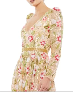 Fashion Gown -Fashion Gown mac duggal 5415 floral beadwork long sleeve dress 03.906