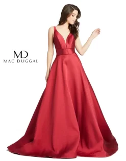 Mac Duggal 55010M Plunging Neckline With Pockets Dress -Fashion Gown mac duggal 55010m dress 04.876