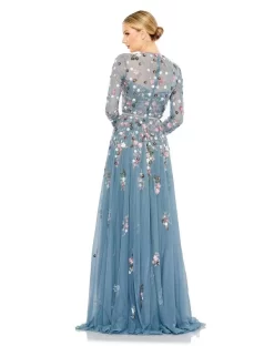 Mac Duggal 5721 Floral Beadwork Long Sleeve Dress -Fashion Gown mac duggal 5721 floral beadwork long sleeve dress 03.1058