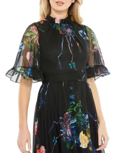 Fashion Gown -Fashion Gown mac duggal 68230 ruffle neck floral print dress 02.1037