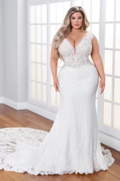 Martin Thornburg 221212W Alexandre Lace Train Plus Size Bridal Gown