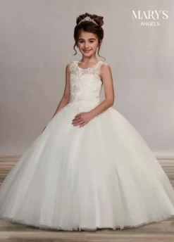 Marys Angel MB9050 Glitter Skirt Illusion Neckline Flower Girl Dress