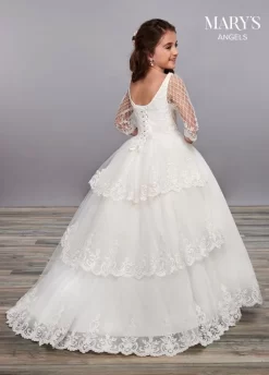 Marys Angel MB9056 Tiered Back Illusion Sleeve Flower Girl Dress -Fashion Gown marys angel mb9056 tiered back illusion sleeve flower girl dress 03.963