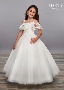 Marys Angel MB9059 Off The Shoulder Ruffle Neck Flower Girl Dress