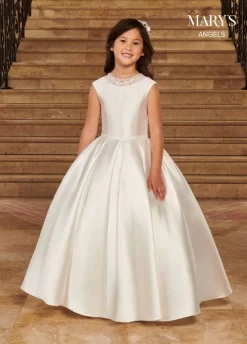 Marys Angel MB9080 Embellished Neck Pleated Skirt Flower Girl Dress
