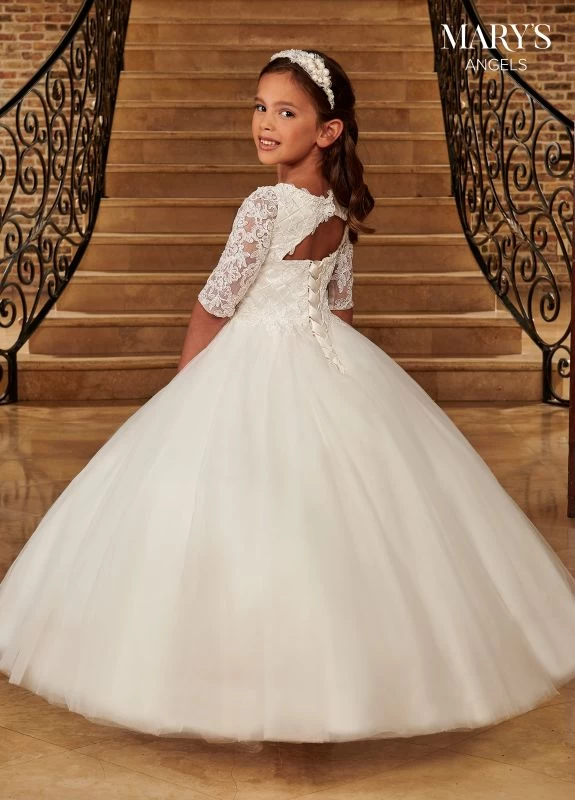 Marys Angel MB9086 Half Sleeve Cutout Back Flower Girl Dress 2 Marys Angel MB9086 Half Sleeve Cutout Back Flower Girl Dress - Image 2