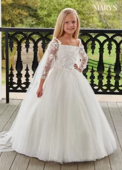 Marys Angel MB9103 Sheer Cape Illusion Sleeves Flower Girl Dress
