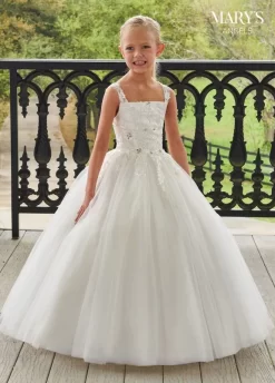 Marys Angel MB9104 Detachable Sleeves Square Neck Flower Girl Dress