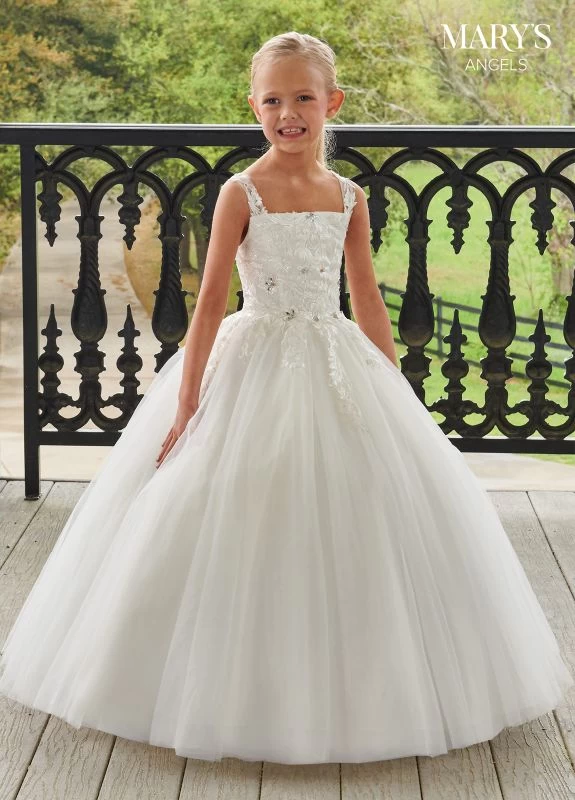 Marys Angel MB9104 Detachable Sleeves Square Neck Flower Girl Dress 1 Marys Angel MB9104 Detachable Sleeves Square Neck Flower Girl Dress