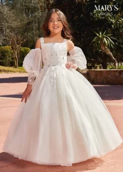 Marys Angel MB9104 Detachable Sleeves Square Neck Flower Girl Dress 6 Marys Angel MB9104 Detachable Sleeves Square Neck Flower Girl Dress -Fashion Gown marys angel mb9104 detachable sleeves square neck flower girl dress 03.1005
