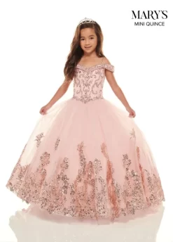 Marys Bridal MQ4024 Portrait Neckline Little Girl Pageant Dress