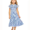 Mac Duggal 8215 Flutter Sleeves High Neck Little Girl Pageant Gown
