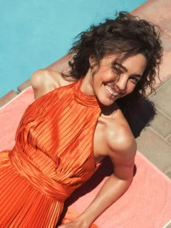 Ieena For Mac Duggal 26992 High Neck Pleated Dress -Fashion Gown mdgpm s22 26992 05