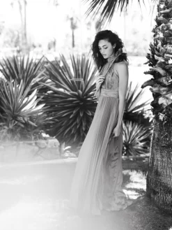 Ieena For Mac Duggal 26992 High Neck Pleated Dress -Fashion Gown mdgpm s22 26992 19