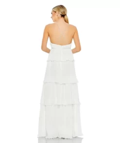 Ieena For Mac Duggal 49083i Tiered Skirt Ribbed Dress -Fashion Gown mdgpm s21 49083i bi 06