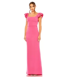 Ieena For Mac Duggal 27109 Square Neckline Ruffle Sleeve Dress -Fashion Gown mdgpm s23 27109 bi 03