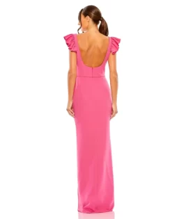 Ieena For Mac Duggal 27109 Square Neckline Ruffle Sleeve Dress -Fashion Gown mdgpm s23 27109 bi 04
