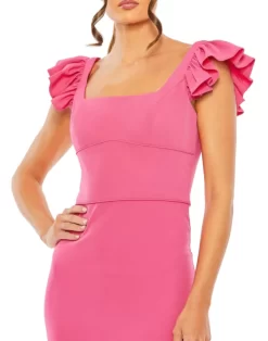 Ieena For Mac Duggal 27109 Square Neckline Ruffle Sleeve Dress -Fashion Gown mdgpm s23 27109 bi 05