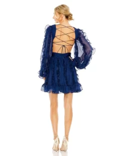 Mac Duggal 68418 Ruffle Sleeve Cutout Dress -Fashion Gown mdsc f23 68418 03