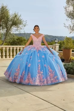 Mori Lee 89437 3D Flowers Peplum Skirt Sweet 16 Gown