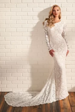 Modest Bridal By Mon Cheri MOD222 Illusion Sleeve Lace Bridal Dress