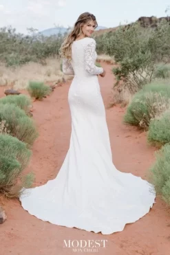 Modest Bridal By Mon Cheri TR12023 Scoop Neckline Wedding Dress -Fashion Gown modest bridal by mon cheri tr12023 scoop neckline wedding dress 03.759