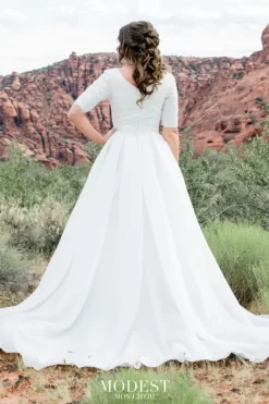 Modest Bridal By Mon Cheri TR12025 Pleated Skirt Wedding Gown -Fashion Gown modest bridal by mon cheri tr12025 pleated skirt wedding gown 03.759