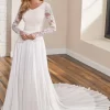 Modest Bridal By Mon Cheri TR12295 Lace Top Long Sleeve Wedding Gown