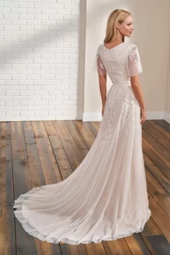 Modest Bridal By Mon Cheri TR12297 Flutter Sleeve V-Neck Bridal Dress -Fashion Gown modest bridal by mon cheri tr12297 flutter sleeve v neck bridal dress 02.930
