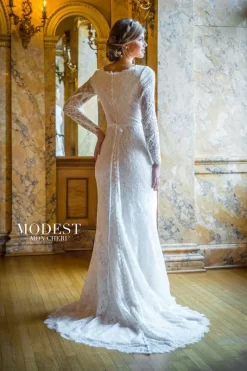 Modest Bridal By Mon Cheri TR22063 Sequin Lace Wedding Dress -Fashion Gown modest bridal by mon cheri tr22063 sequin lace wedding dress 04.810