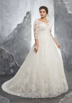 Mori Lee 3235 Kosette Portrait Neckline Wedding Gown