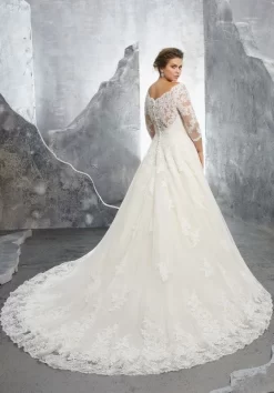 Mori Lee 3235 Kosette Portrait Neckline Wedding Gown 7 Mori Lee 3235 Kosette Portrait Neckline Wedding Gown -Fashion Gown mori lee 3235 kosette portrait neckline plus size wedding gown 04.288