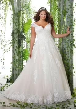 Mori Lee 3254 Pamela Off-the-Shoulder Plus Size Wedding Dress