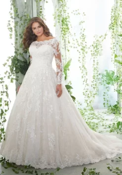 Mori Lee 3258 Patience Long Sleeves Plus Size Wedding Dress