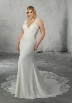 Mori Lee 3265 Romy Petal Train Plus Size Wedding Gown