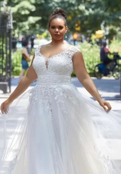 Mori Lee 3375 Hadley Cutout Back Cap Sleeve Plus Size Wedding Gown -Fashion Gown mori lee 3375 hadley plus size wedding gown 04.1085