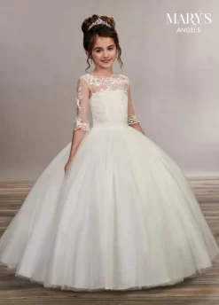 Marys Angel MB9048 Lace Bodice Three Quarter Sleeve Flower Girl Dress