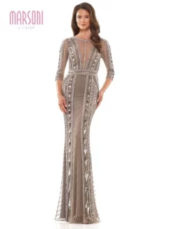 Marsoni MV1204 Illusion Neckline Embellished Dress